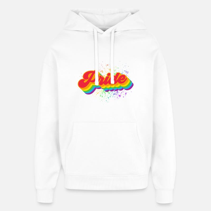 Vague arc-en-ciel de la fierté - Sweat à capuche unisexe Stanley/Stella Oversized - blanc