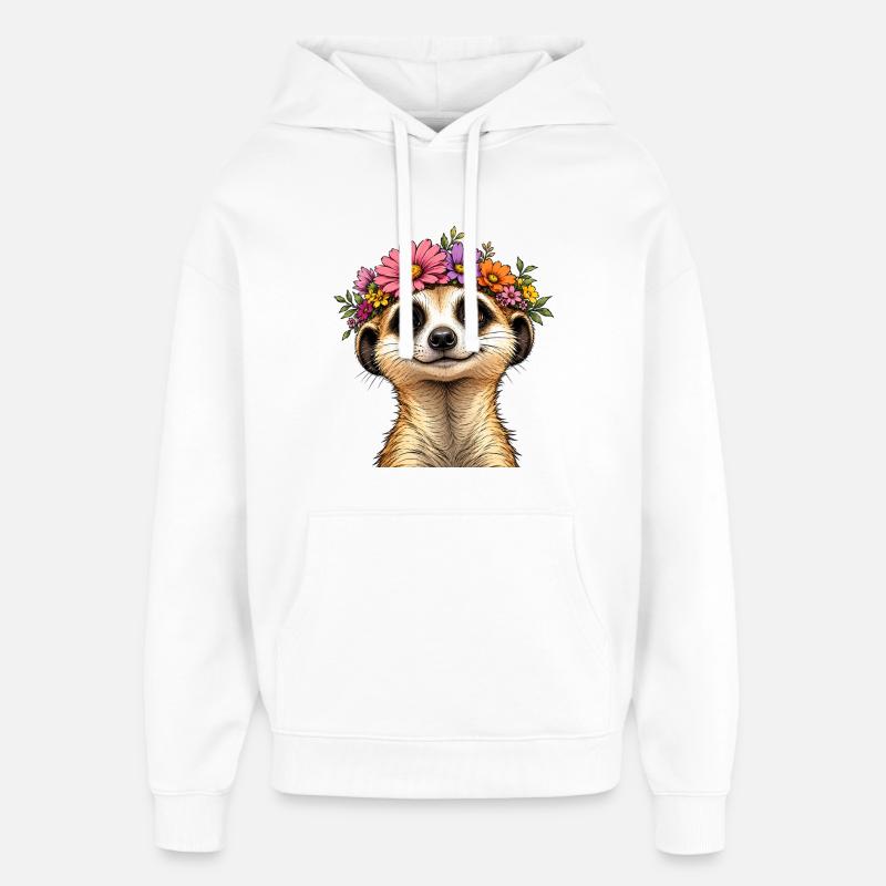 Erdmännchen mit Blumenschmuck - Oversized Unisex Hoodie von Stanley/Stella - Weiß