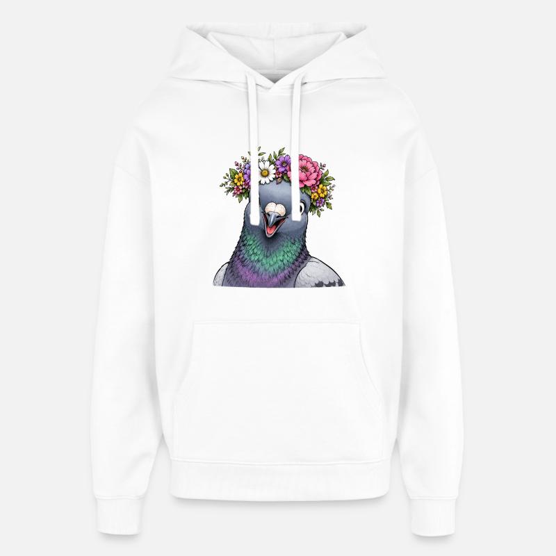 Taube mit Blumenschmuck  - Oversized Unisex Hoodie von Stanley/Stella - Weiß
