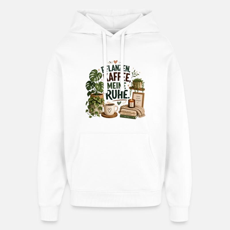 Plantes - Café - Tranquillité - Sweat à capuche unisexe Stanley/Stella Oversized - blanc