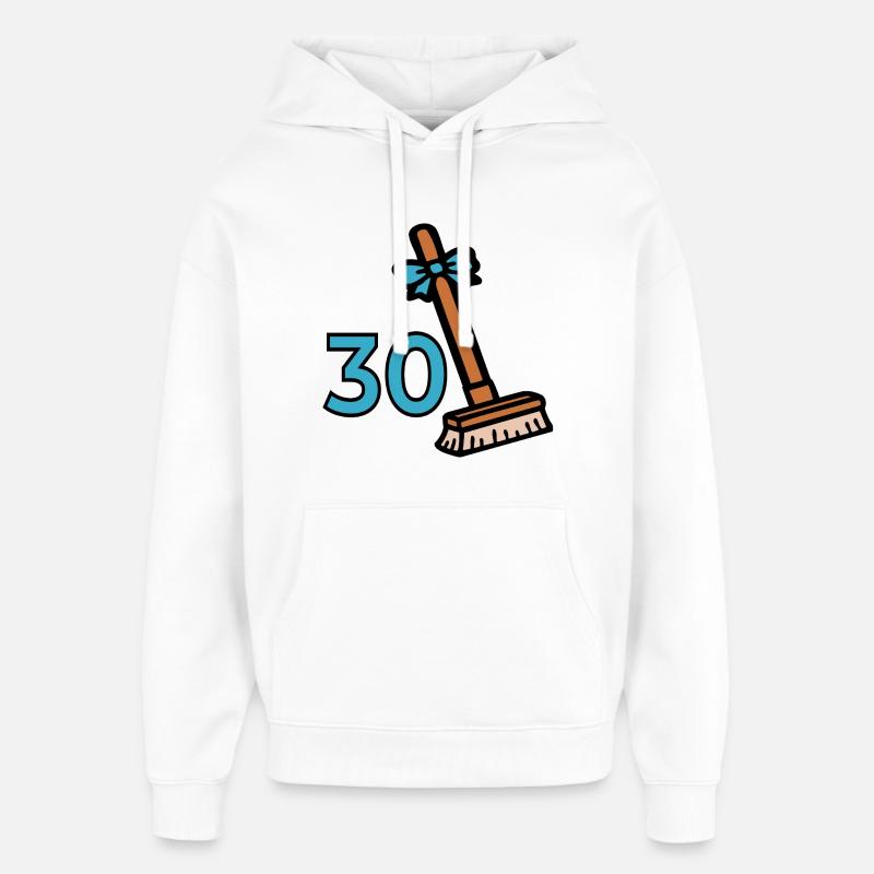 30e anniversaire de Broom - Sweat à capuche unisexe Stanley/Stella Oversized - blanc