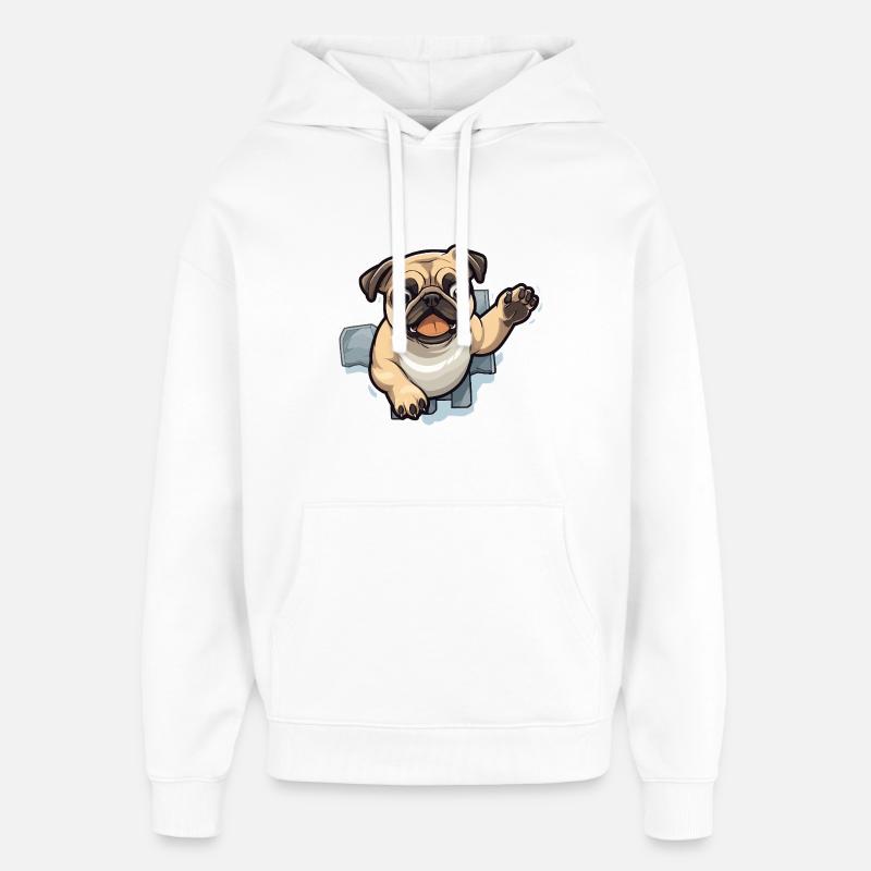 Pug Durchbruch aus Eis - Oversized Unisex Hoodie von Stanley/Stella - Weiß