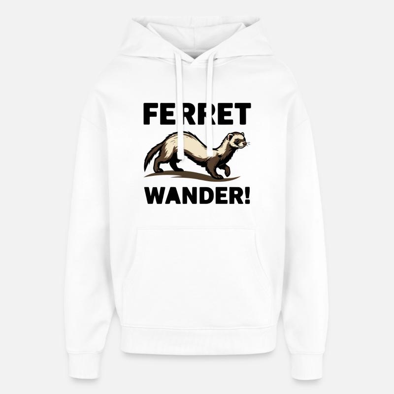 Frettchen-Wander-Frettchen-Erkundung beim Durchstöbern - Oversized Unisex Hoodie von Stanley/Stella - Weiß