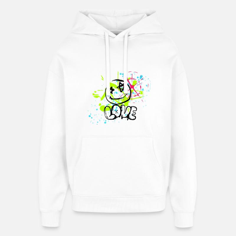 Chaos de néons et éclaboussures - Sweat à capuche unisexe Stanley/Stella Oversized - blanc