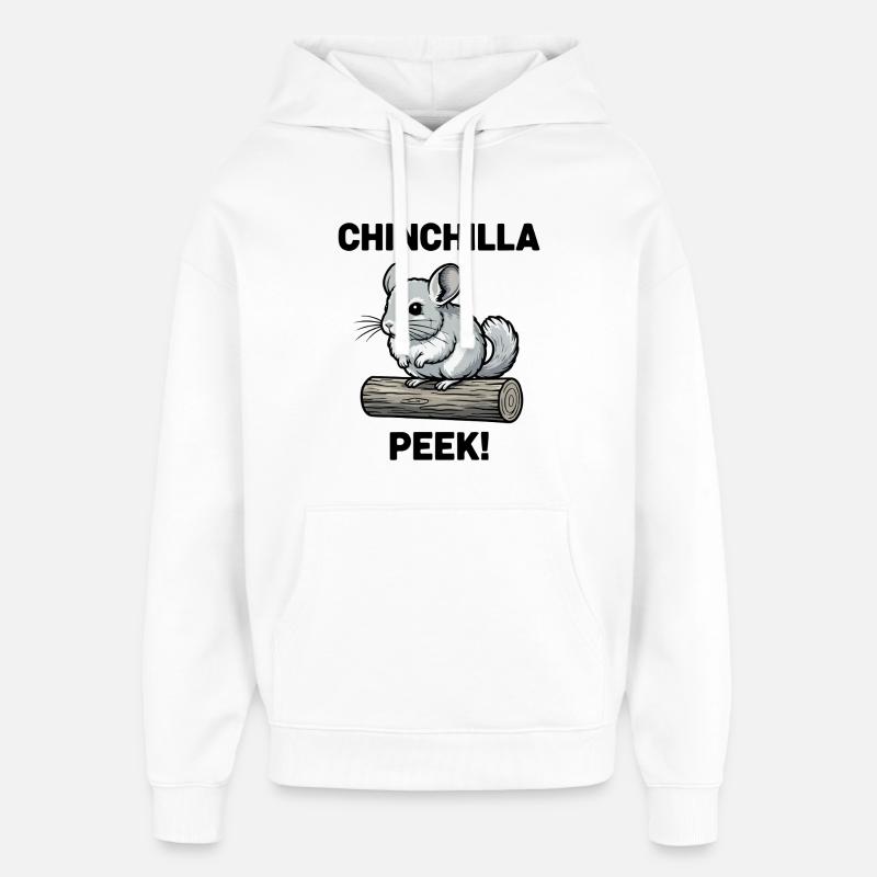 Chinchilla Peek Rongeur Fourrure Buche - Sweat à capuche unisexe Stanley/Stella Oversized - blanc