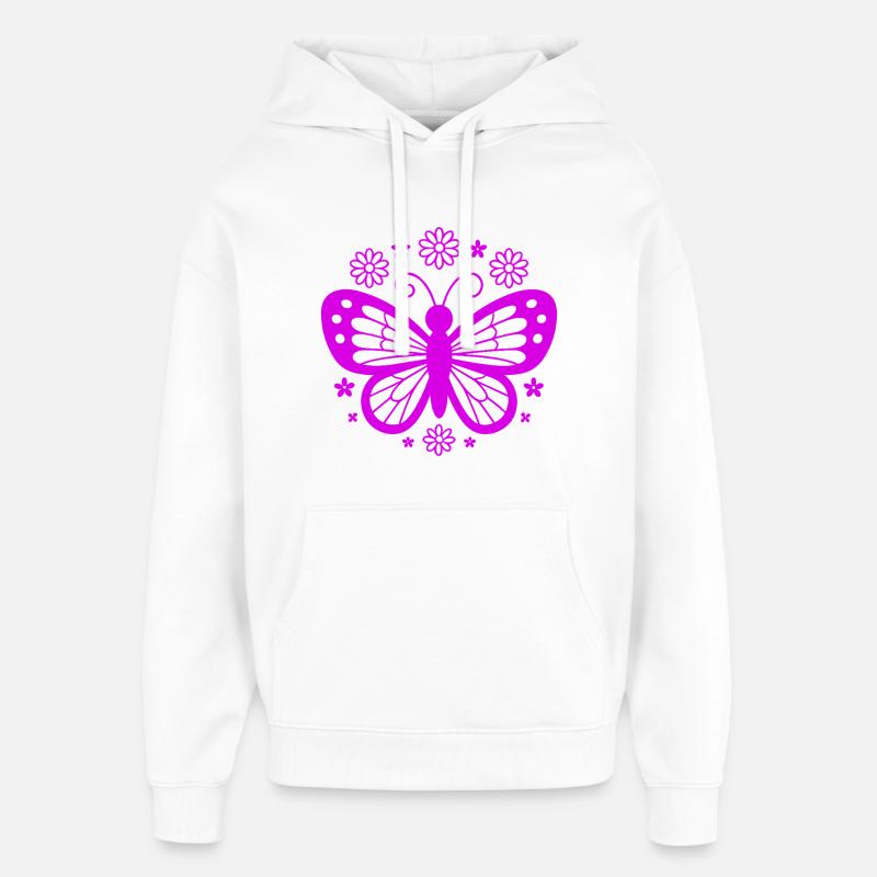 Pinkschmetterling Blütentraum - Oversized Unisex Hoodie von Stanley/Stella - Weiß