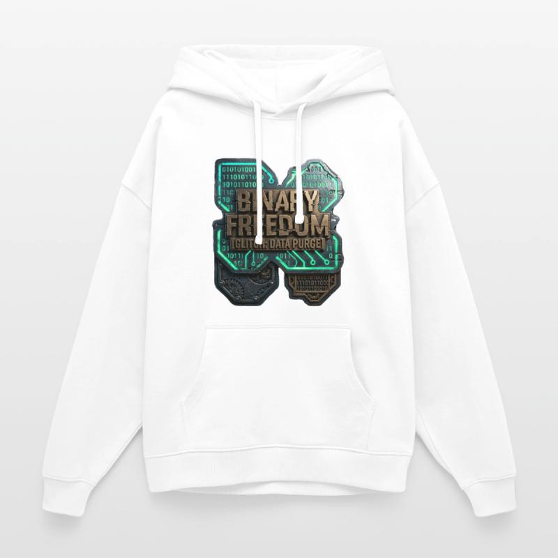 Binary Freedom Glitch Data Purge Sci-Fi Oversized Unisex Hoodie by Stanley/Stella