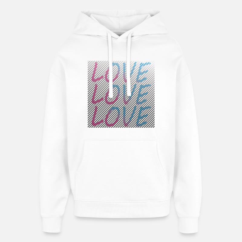 Lettrage Love dégradé sur rayures - Sweat à capuche unisexe Stanley/Stella Oversized - blanc