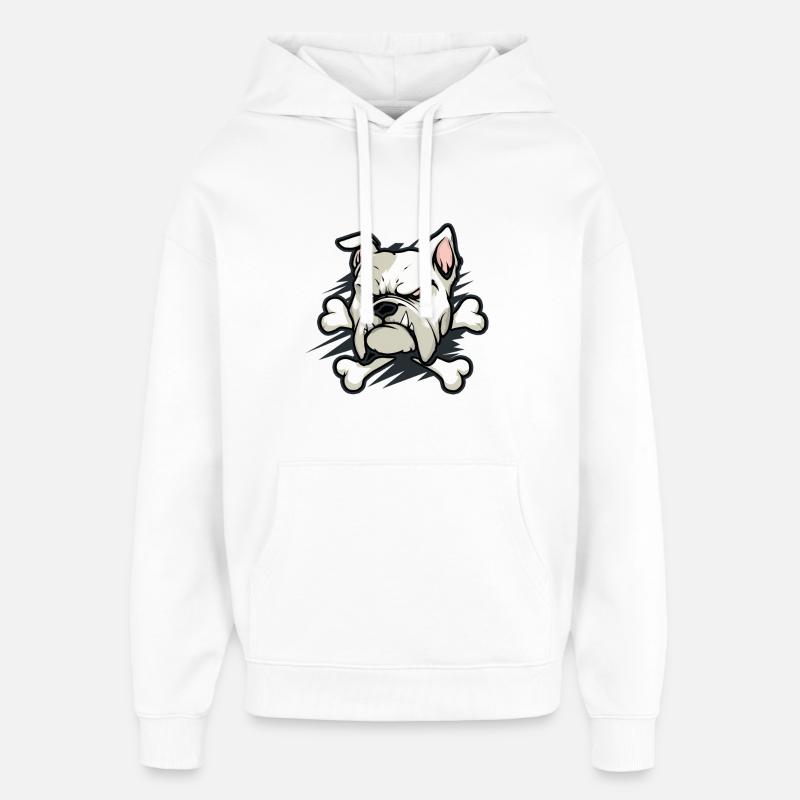 Bouledogue en colère avec os - Sweat à capuche unisexe Stanley/Stella Oversized - blanc