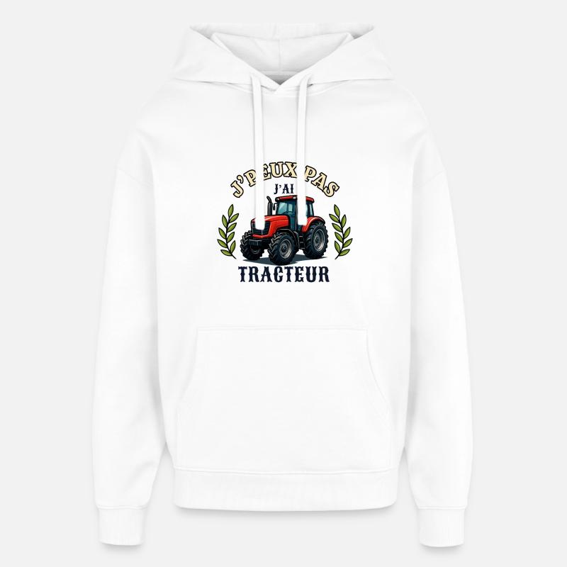 J'peux pas tracteur cartoon - Sweat à capuche unisexe Stanley/Stella Oversized - blanc