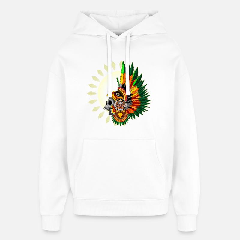 Crâne de guerrier aztèque aigle - Sweat à capuche unisexe Stanley/Stella Oversized - blanc