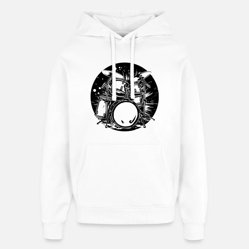 Graphismes de batterie - Sweat à capuche unisexe Stanley/Stella Oversized - blanc