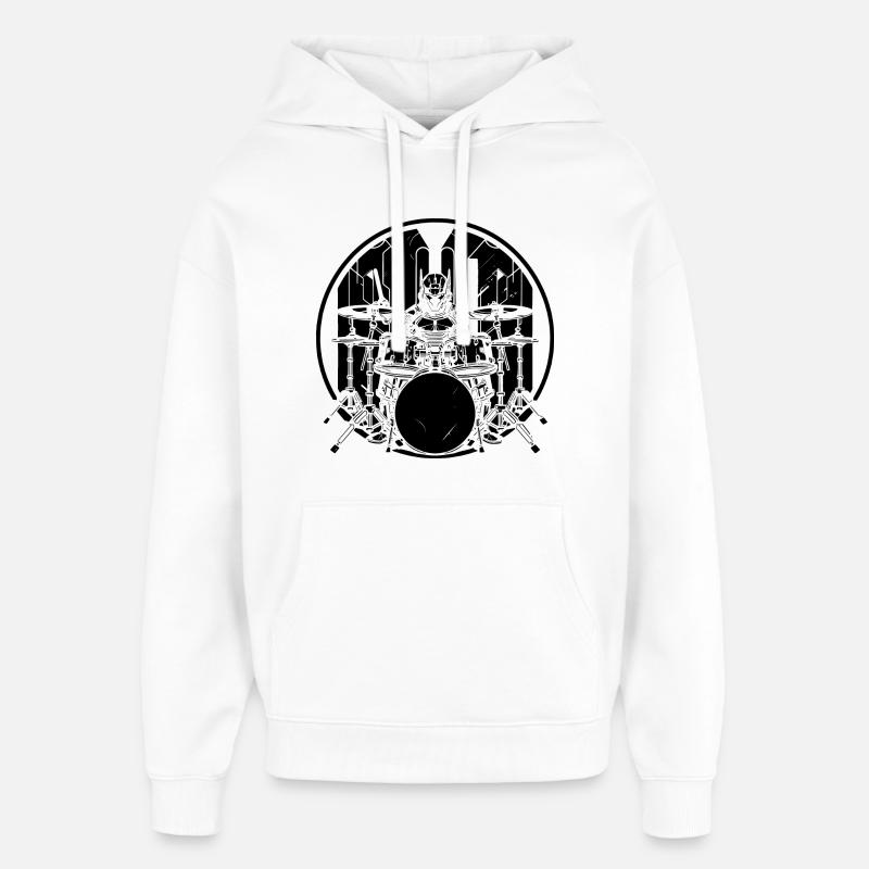Graphiques Drummer - Sweat à capuche unisexe Stanley/Stella Oversized - blanc