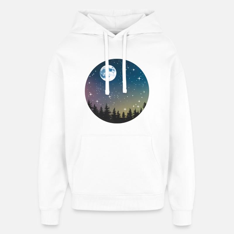 Celestial Night Forest Pattern - Oversized Unisex Hoodie by Stanley/Stella - white