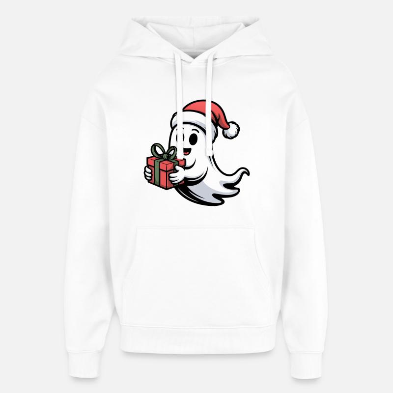 Weihnachtsgeist mit Geschenk - Sweat à capuche unisexe Stanley/Stella Oversized - blanc