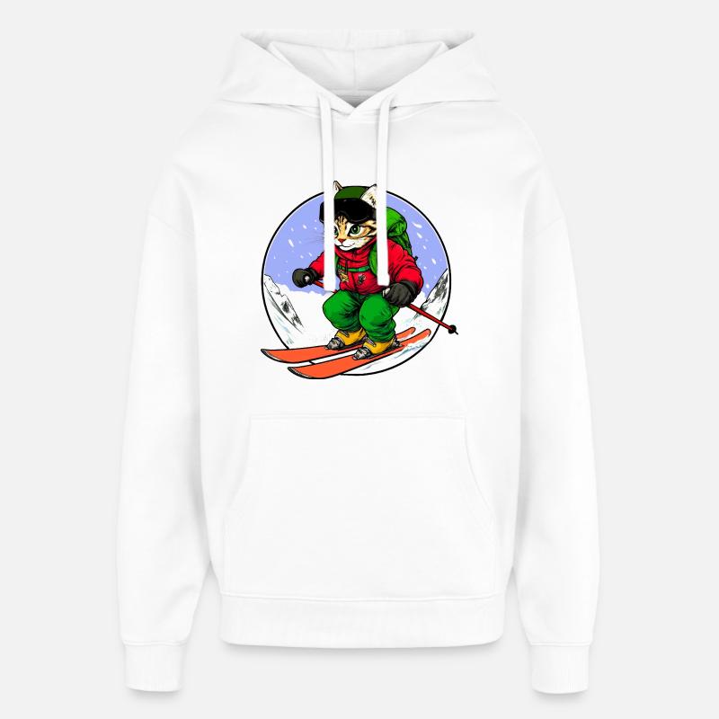 Skier Cat Freeride - Sweat à capuche unisexe Stanley/Stella Oversized - blanc