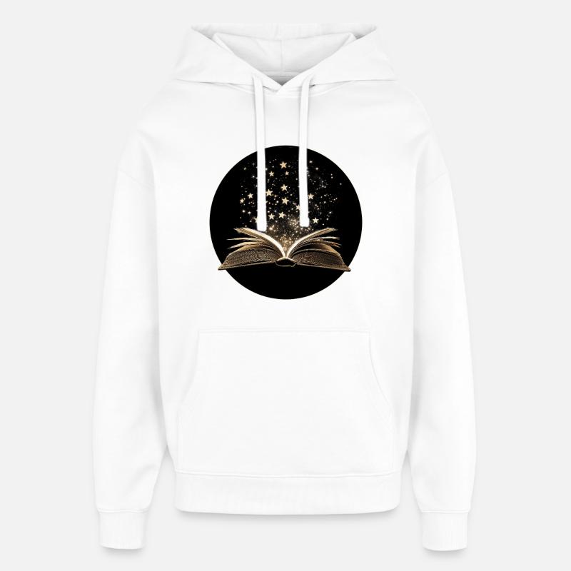 Livre avec des étoiles - Sweat à capuche unisexe Stanley/Stella Oversized - blanc
