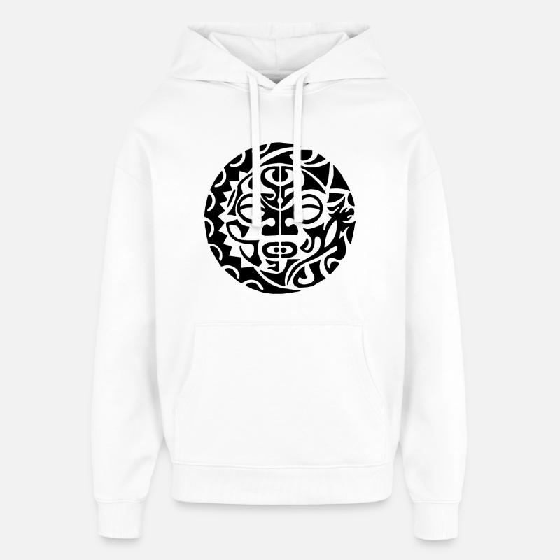 Schwarzer polynesischer Todeskopf - Oversized Unisex Hoodie von Stanley/Stella - Weiß