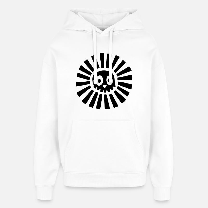 Crâne ensoleillé noir - Sweat à capuche unisexe Stanley/Stella Oversized - blanc