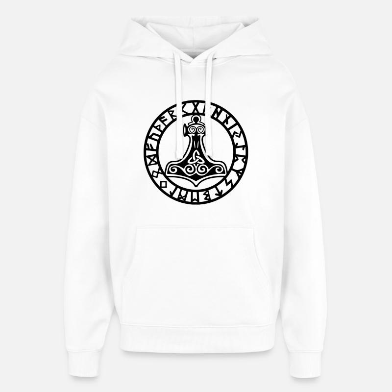 Schwarzer Wikingerhammer - Oversized Unisex Hoodie von Stanley/Stella - Weiß