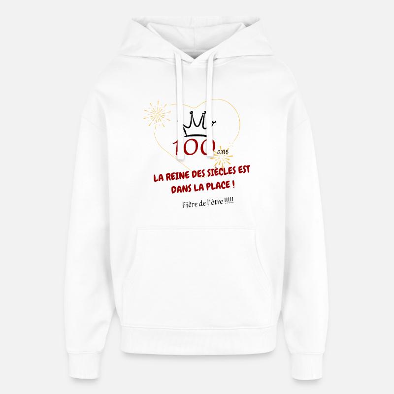 100 ans - Sweat à capuche unisexe Stanley/Stella Oversized - blanc