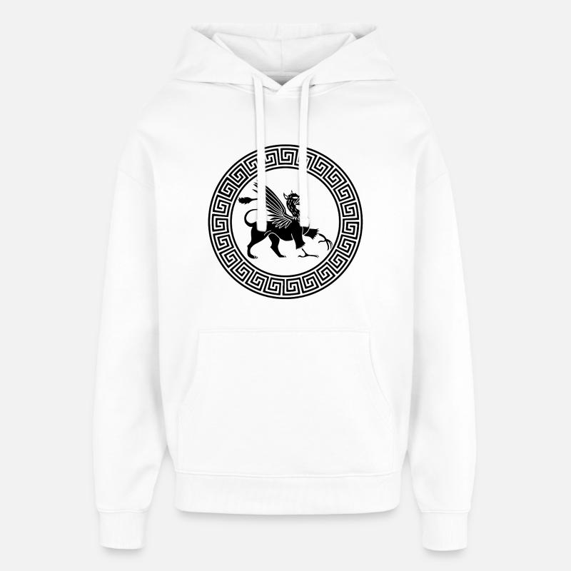 Symbole antique du griffon noir - Sweat à capuche unisexe Stanley/Stella Oversized - blanc