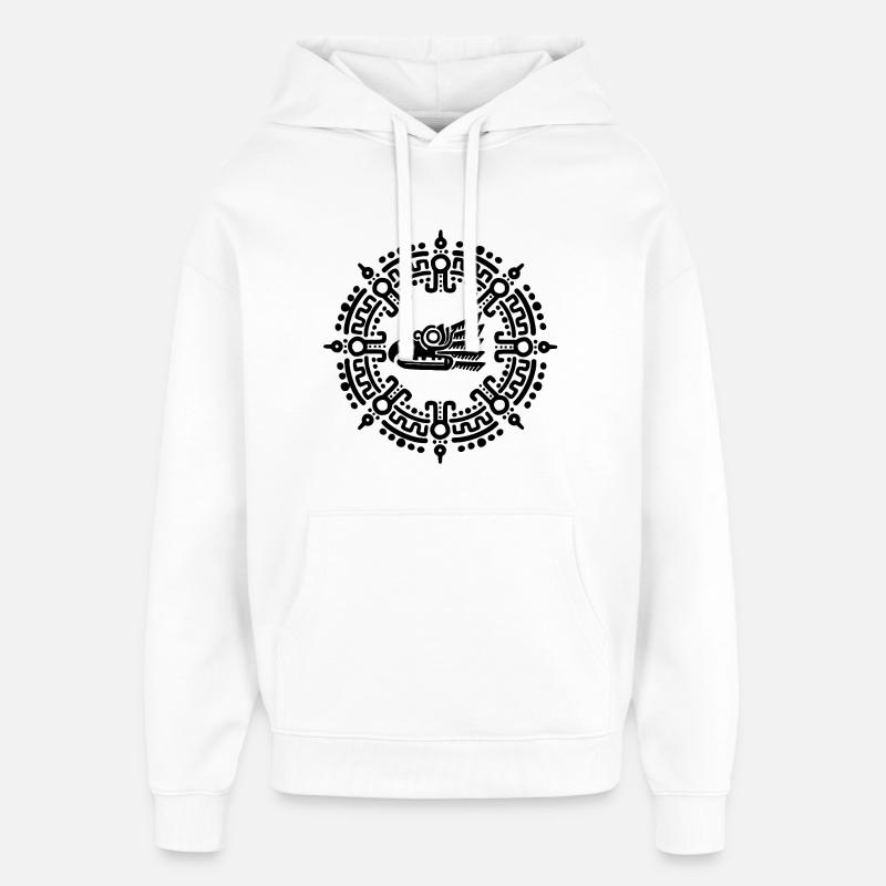 Symbole aztèque noir - Sweat à capuche unisexe Stanley/Stella Oversized - blanc