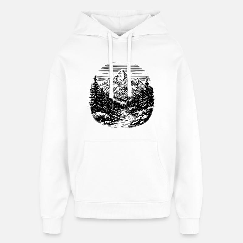 Chemin à travers la forêt - Sweat à capuche unisexe Stanley/Stella Oversized - blanc