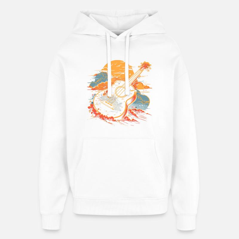 Illustration au ukulélé - Sweat à capuche unisexe Stanley/Stella Oversized - blanc