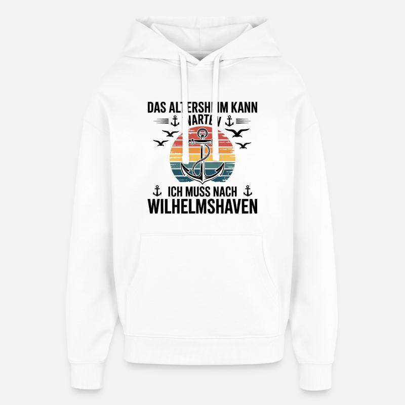 Proverbes de Wilhelmshaven Proverbes de Wilhelmshaven - Sweat à capuche unisexe Stanley/Stella Oversized - blanc
