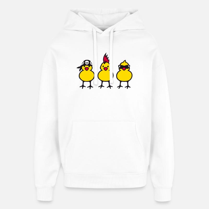 three chicks (b) - Sweat à capuche unisexe Stanley/Stella Oversized - blanc