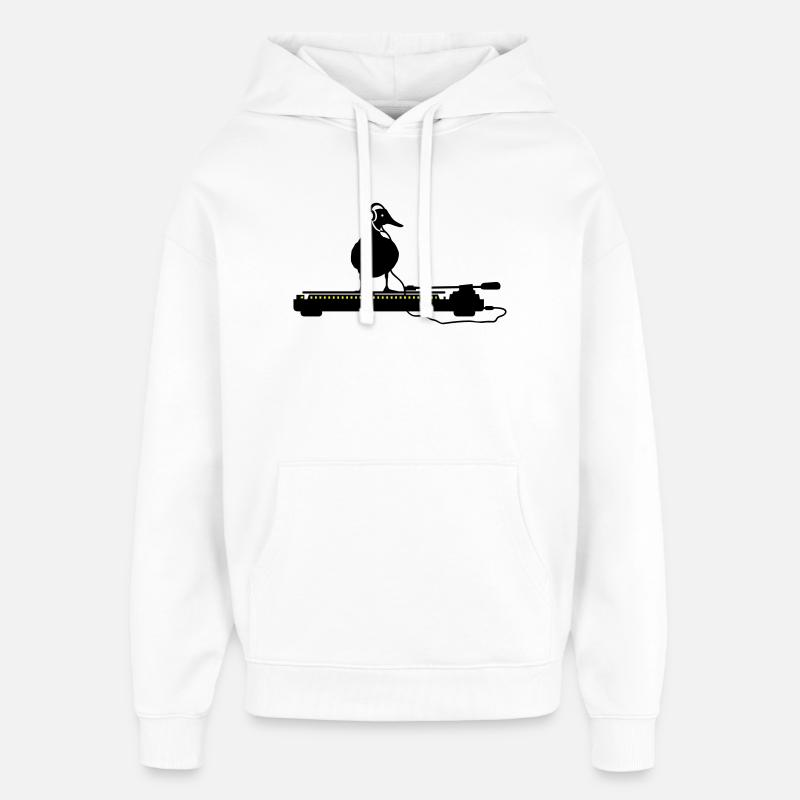 disco duck turntable - Sweat à capuche unisexe Stanley/Stella Oversized - blanc