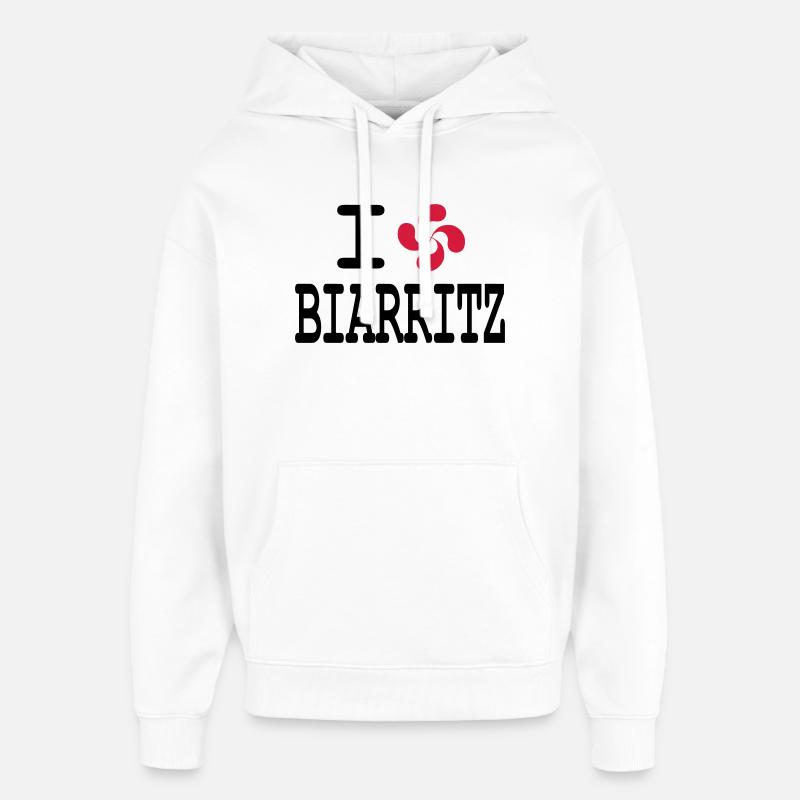 i love biarritz - lauburu - Sweat à capuche unisexe Stanley/Stella Oversized - blanc