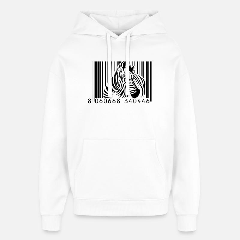 barcode zebra - Oversized Unisex Hoodie by Stanley/Stella - white