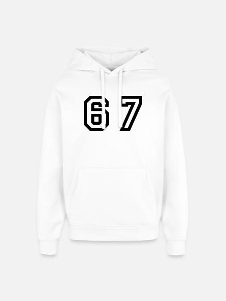 Number - 67 - Sixty Seven - Oversized Unisex Hoodie by Stanley/Stella - white