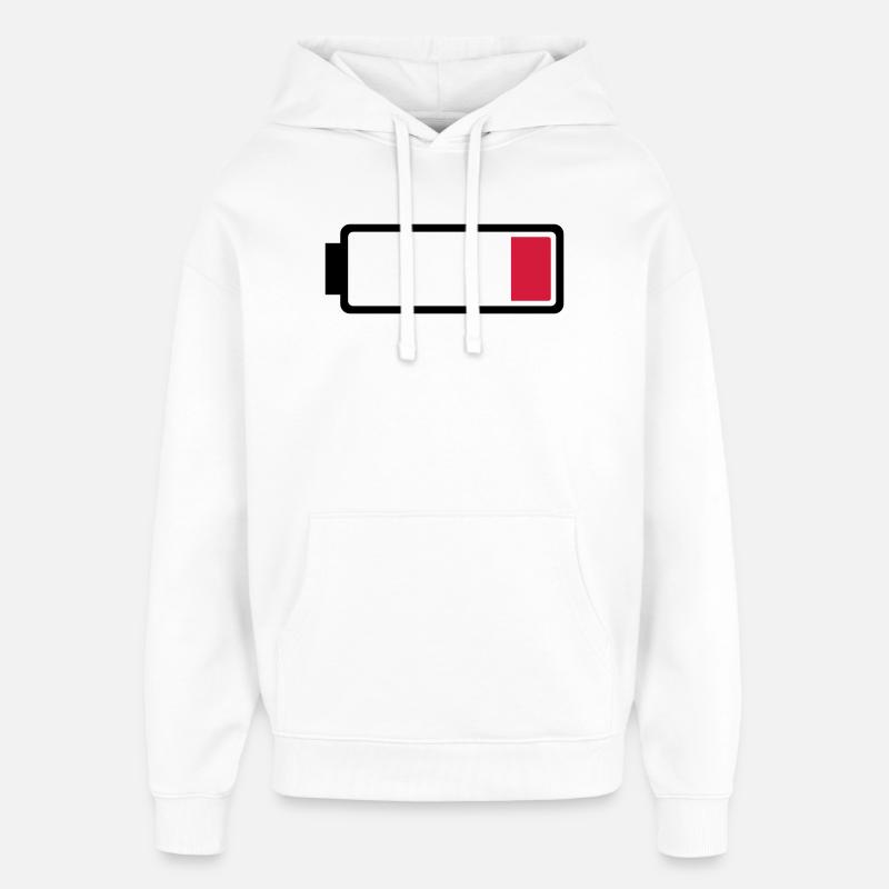 Batterie / Batterie faible - Sweat à capuche unisexe Stanley/Stella Oversized - blanc