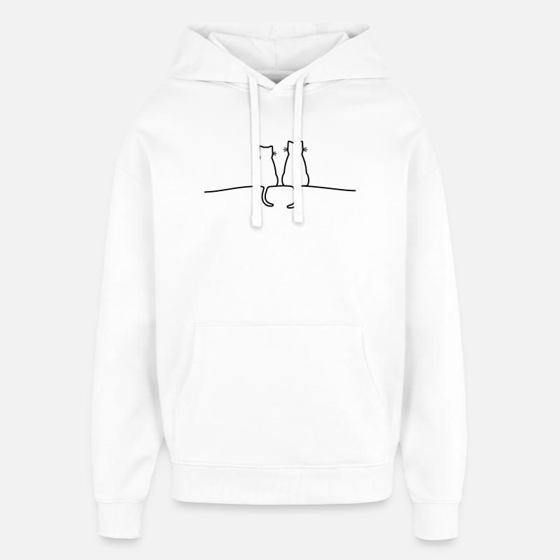 Katzen Silhouette Pärchen Geschenkidee - Oversized Unisex Hoodie von Stanley/Stella - Weiß
