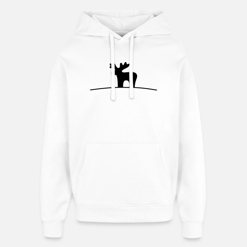 Idée cadeau silhouette Moose Noël - Sweat à capuche unisexe Stanley/Stella Oversized - blanc