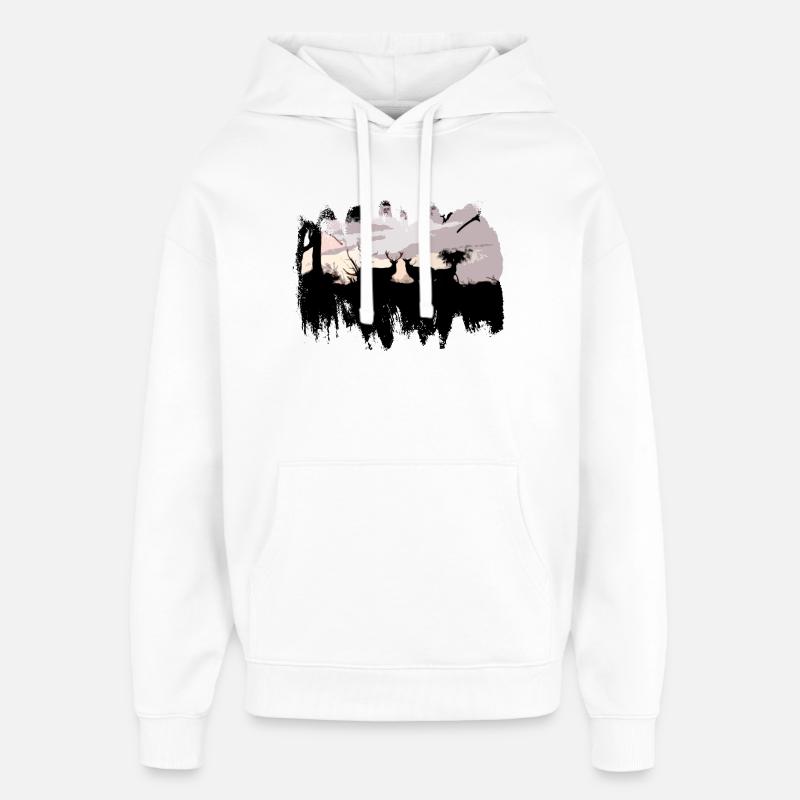 Hirschartigen im Ansatz - Oversized Unisex Hoodie von Stanley/Stella - Weiß