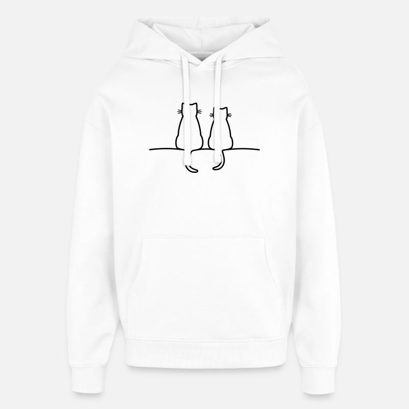 chats mignons chat amour amitié - Sweat à capuche unisexe Stanley/Stella Oversized - blanc