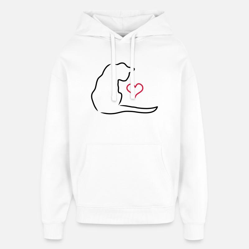 cat - Oversized Unisex Hoodie by Stanley/Stella - white