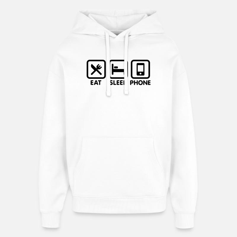 Mangez téléphone - Sweat à capuche unisexe Stanley/Stella Oversized - blanc