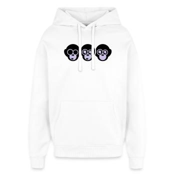 die drei affen - Oversized Unisex Hoodie von Stanley/Stella - Weiß - Vorne - AI Model Female 172 light (172cm) & AI Model Male 185 light (185cm)