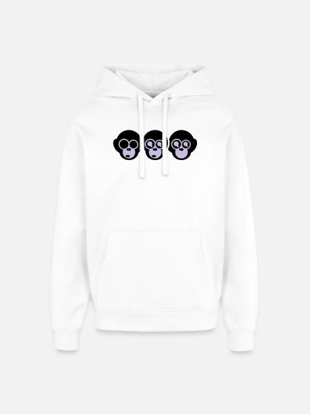 trois singes - Sweat à capuche unisexe Stanley/Stella Oversized - blanc