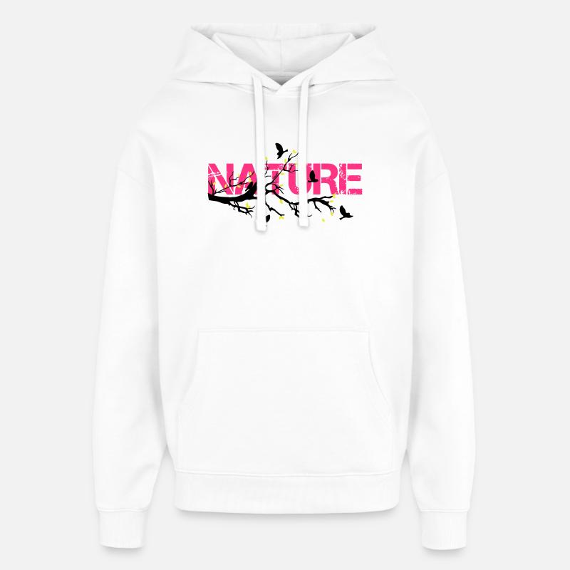 Nature en Rose Éclatante - Sweat à capuche unisexe Stanley/Stella Oversized - blanc