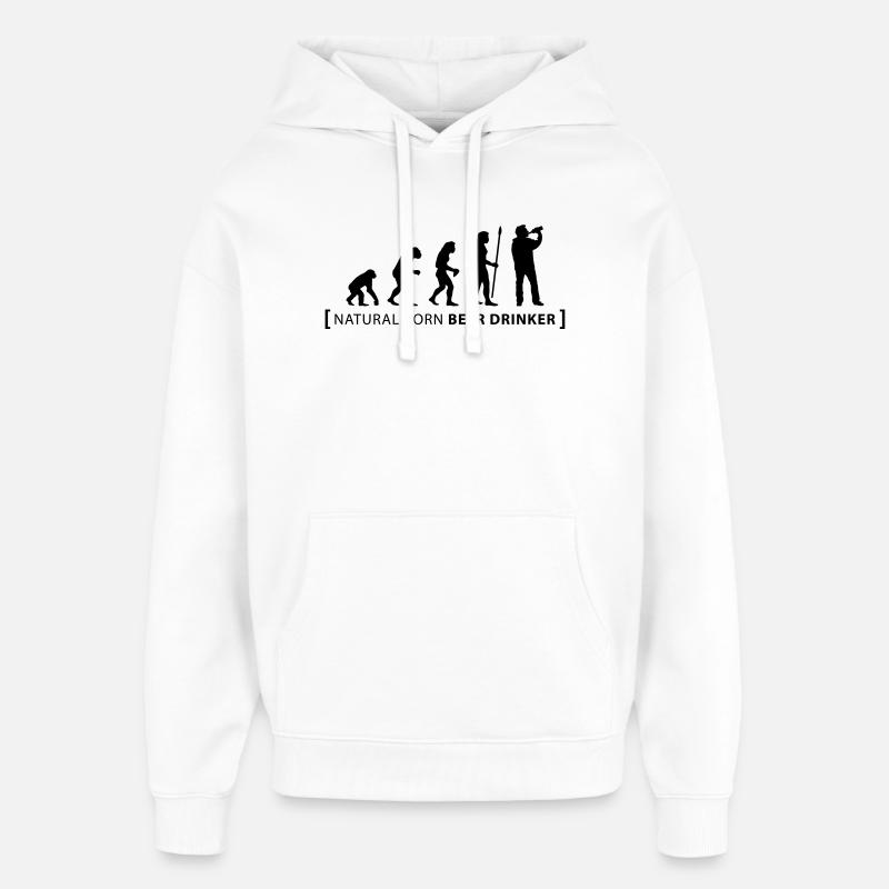 evolution_beer_drinker - Sweat à capuche unisexe Stanley/Stella Oversized - blanc