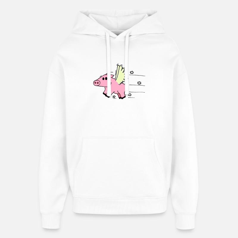 Cochon volant - Sweat à capuche unisexe Stanley/Stella Oversized - blanc