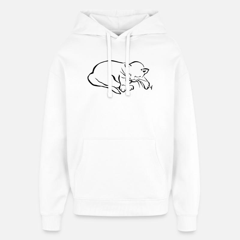 Mon petit chat dort - Sweat à capuche unisexe Stanley/Stella Oversized - blanc