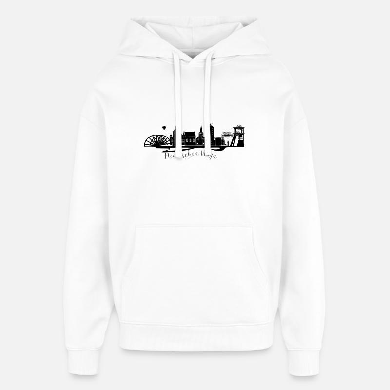 Cityscape. Neukirchen Vluyn - Sweat à capuche unisexe Stanley/Stella Oversized - blanc