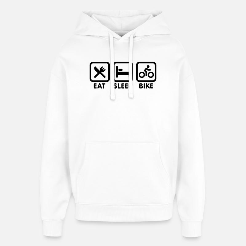 Mangez le vélo de sommeil - Sweat à capuche unisexe Stanley/Stella Oversized - blanc